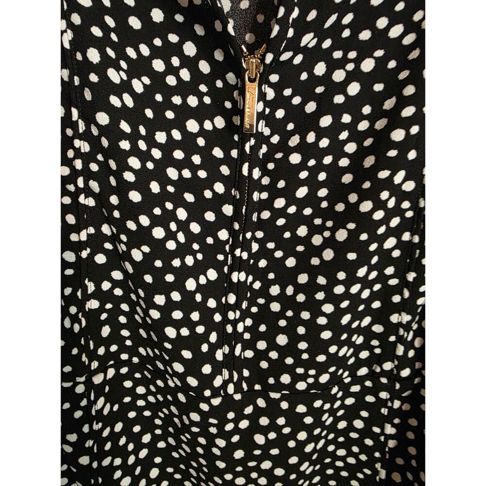 Lane Bryant Dress Women Size 14 Black White Polka Dots Front 1/4 Zip 3/4 Sleeves - Picture 4 of 7